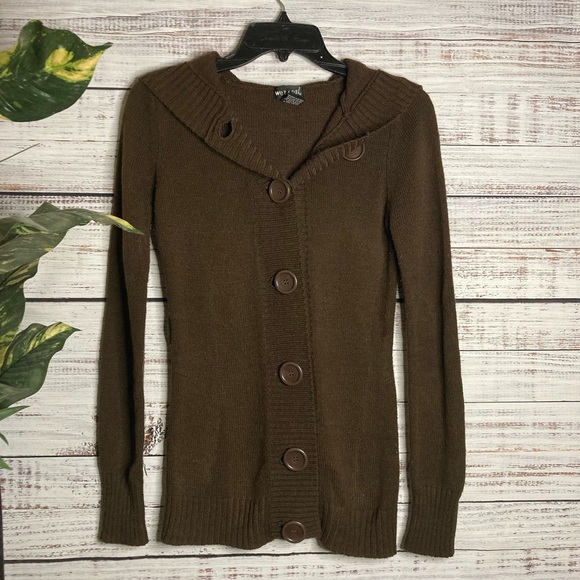 Cute Wet Seal large buttoned button-up hooded sweater size XS women’s - Picture 16 of 16